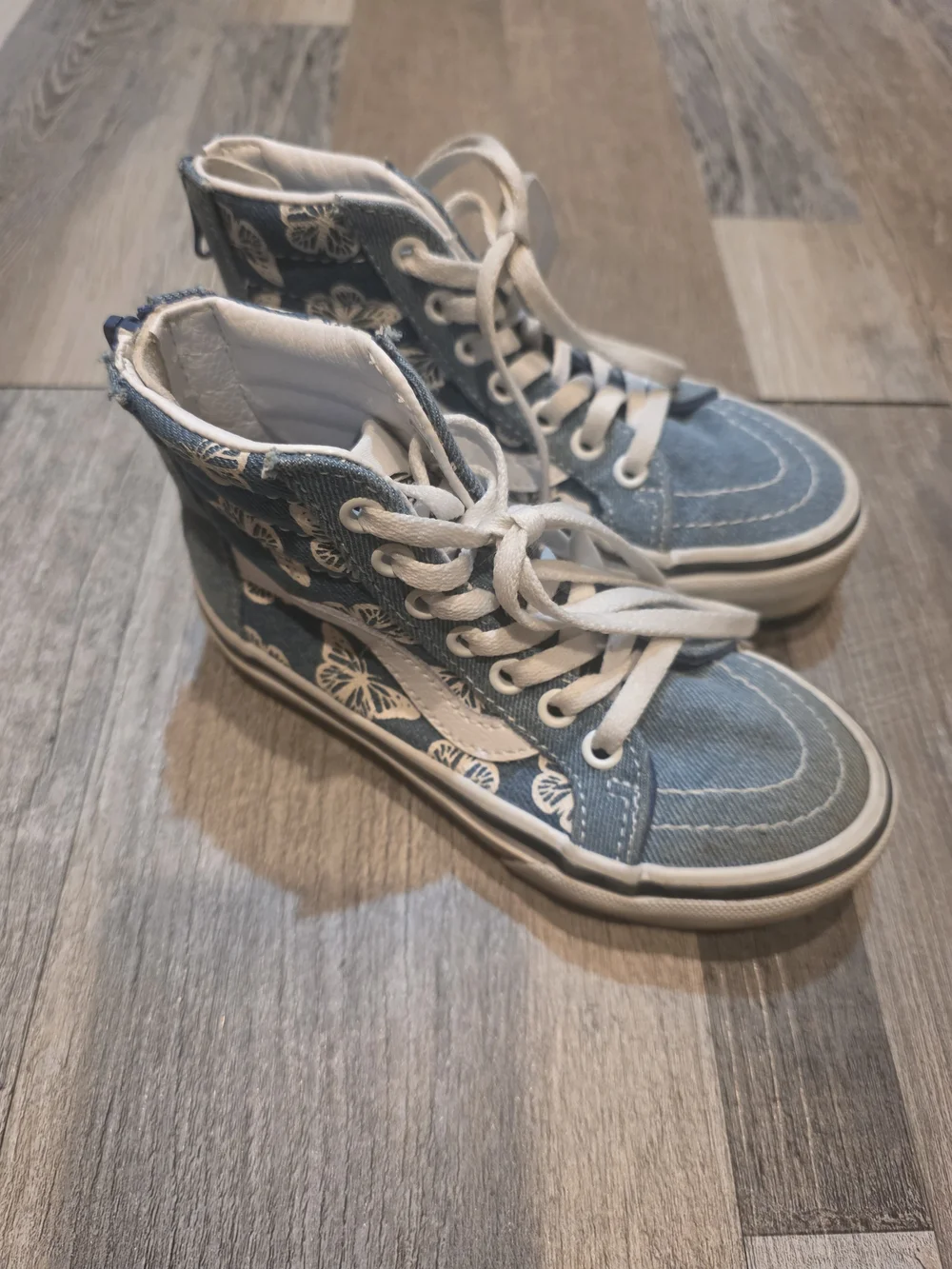 Vans Kids High-Top Denim Sneakers in Light Blue with White Accents